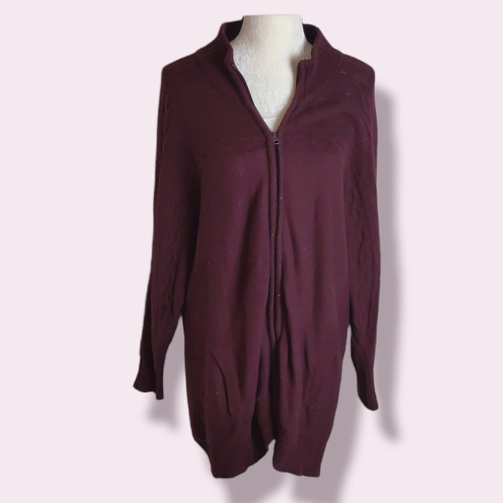 🔵ST. JOHN'S BAY ZIP FRONT CARDIGAN / 0X